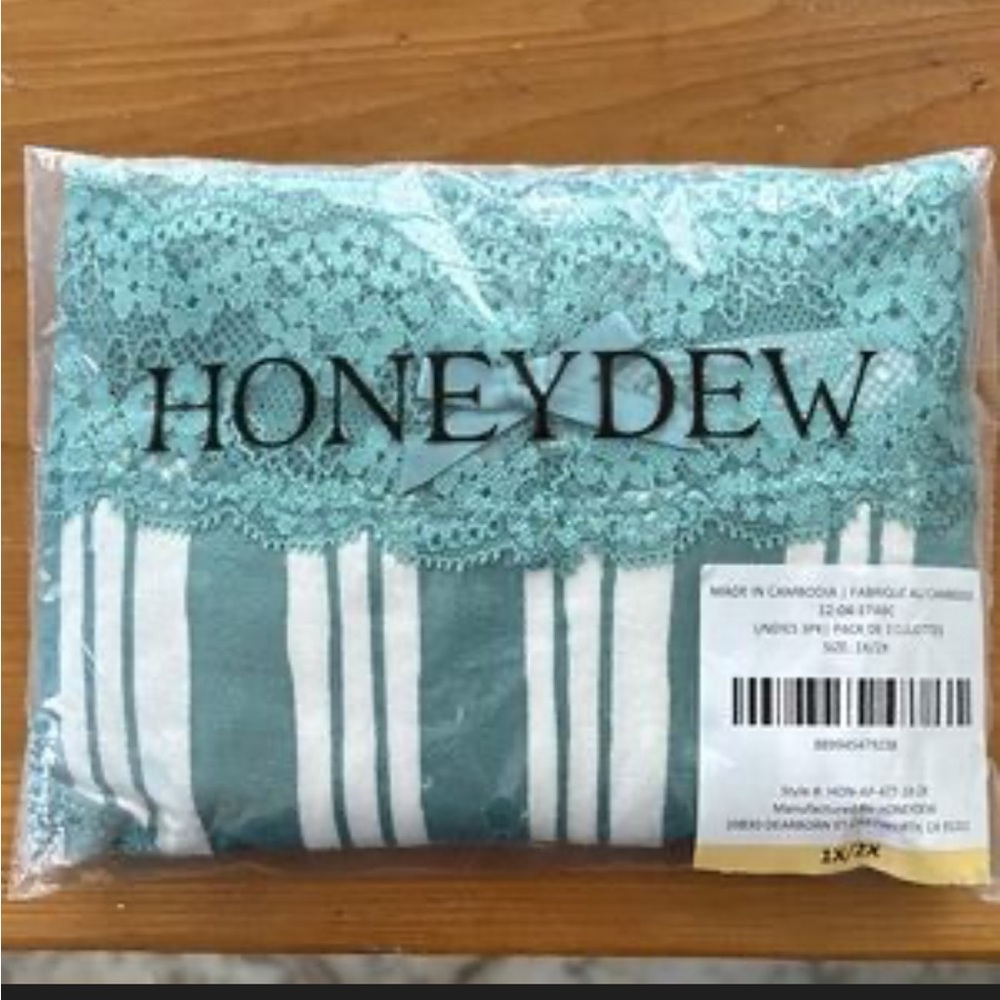 Honeydew Intimates Turquoise Lace Thong Panties. 3 Pairs